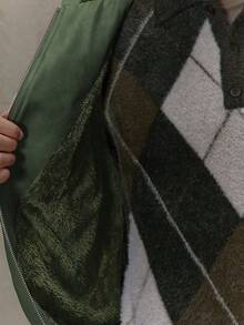 Musero Boxy Matte PU Leather Hooded Zip Through String Jacket Fluffy Inside SPRING SUMMER - Green - View 3