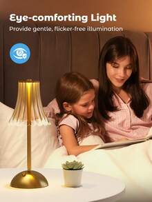 Teckwe Luxury Dimmable Crystal Table Lamp, 3-Color LED Rhinestone Crystal Decor Light,USB Rechargeable Touch Lamp For Bedroom,Living Room, Nightstand,Office,Dining Bar And Outdoor - Yellow - View 2