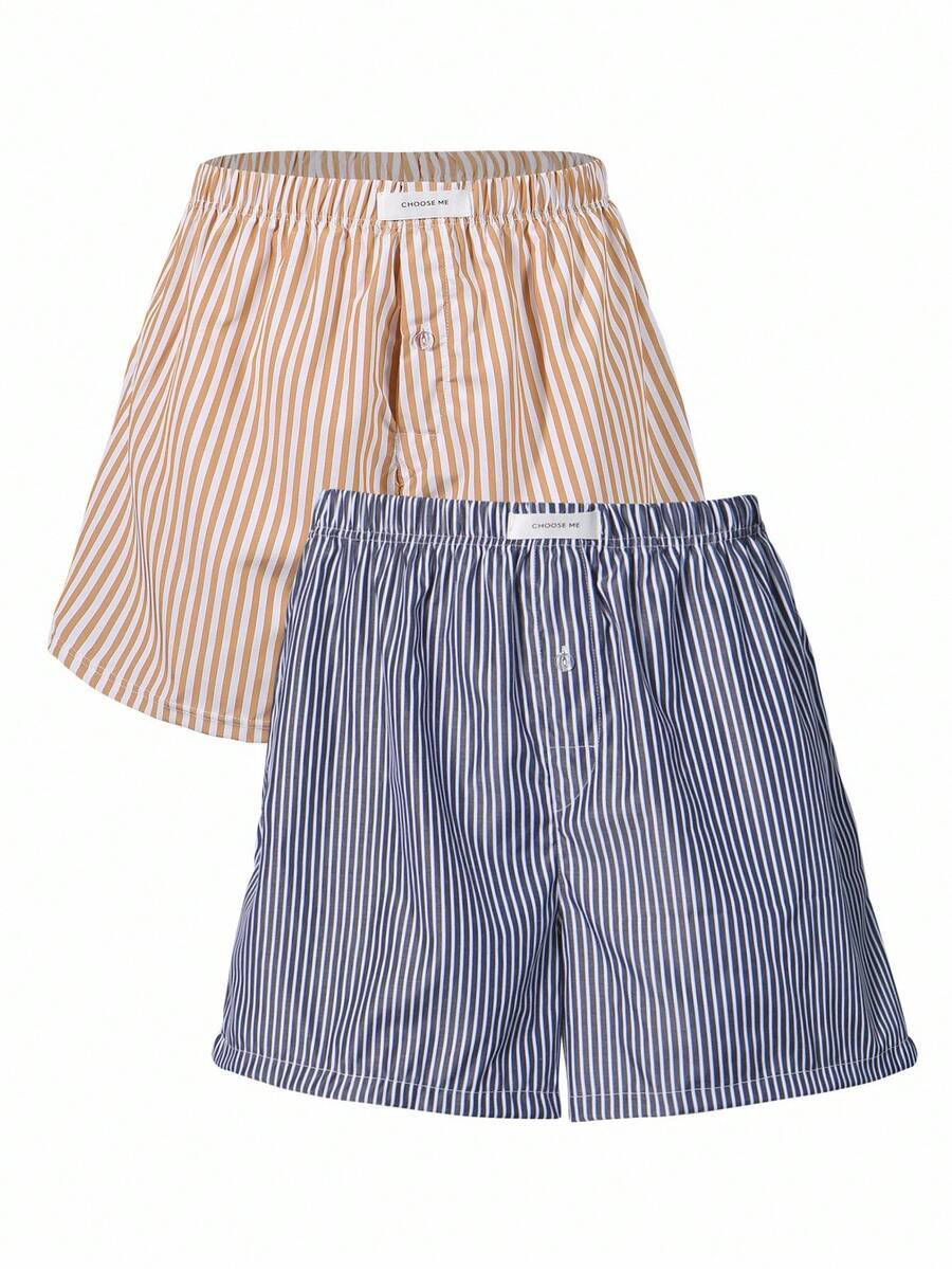 Manfinity Underwear&Sleepwear Basics 2pcs Men's Letter & Striped Loose Harem Pants Set - Multicolor - View 1