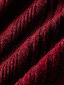 SHEIN MOD 一件式露肩长袖收腰喇叭连衣裙，节日礼服，拍照礼服，新年礼服，冬季礼服，酒红色露肩连衣裙，冬季女装，酒红色女式连衣裙，新年套装 - 酒紅色 - 查看 4