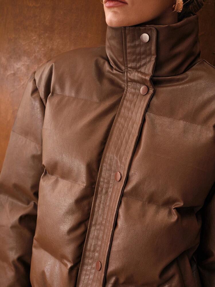 Manteau matelassé à col montant avec fermeture éclair