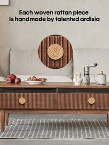 12 件天然藤条圆形橱柜把手木质抽屉拉手棕色饰面适用于厨房客厅卧室衣柜家具装饰 - 咖啡棕 - 查看 13