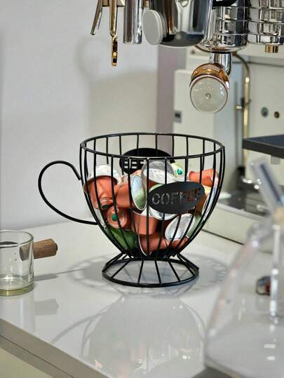 1PC Black Nordic Coffee Capsule Holder, Modern Wooden Display Organizer Rack For Espresso Pods Storage, Multi-Purpose Kitchen Countertop Shelf For Home Office Cafe Bar Decor