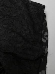 Lyrianda High-End Luxury French Lace Cutout Texture Fabric Dress, New Fashion Elegant V-Neck Flare Sleeve Dress, Formal Party Evening Gown, Birthday Dress For Women - Black - View 5