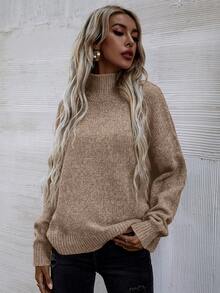 EMERY ROSE Áo len cổ đứng màu trơn thường ngày, Thu/Đông - Lạc đà - Xem 5