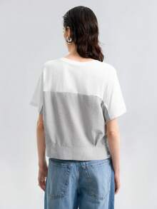 Aalyst Women's Casual Striped Splicing Short Sleeve T-Shirt, Summer