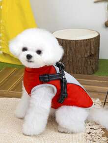 PETSIN Abbigliamento per animali domestici, cappotto per cani, gilet, abbigliamento in cotone per autunno e inverno, abbigliamento per piccoli animali, accessori per gilet casual per gatti da interni, forniture per animali domestici e costumi di Ognissanti, costumi per cani, forniture per cuccioli e articoli per cani - Rosso - Visualizzare 4
