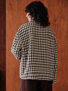 Zovinel Áo khoác ngắn họa tiết Houndstooth thường ngày thời trang nữ - màu nâu - Xem 4