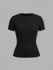 Tseoso 2件套黑色短袖T恤套装，休闲简约，适合秋冬春夏，95%纯棉，百搭 - 黑色 - 查看 8