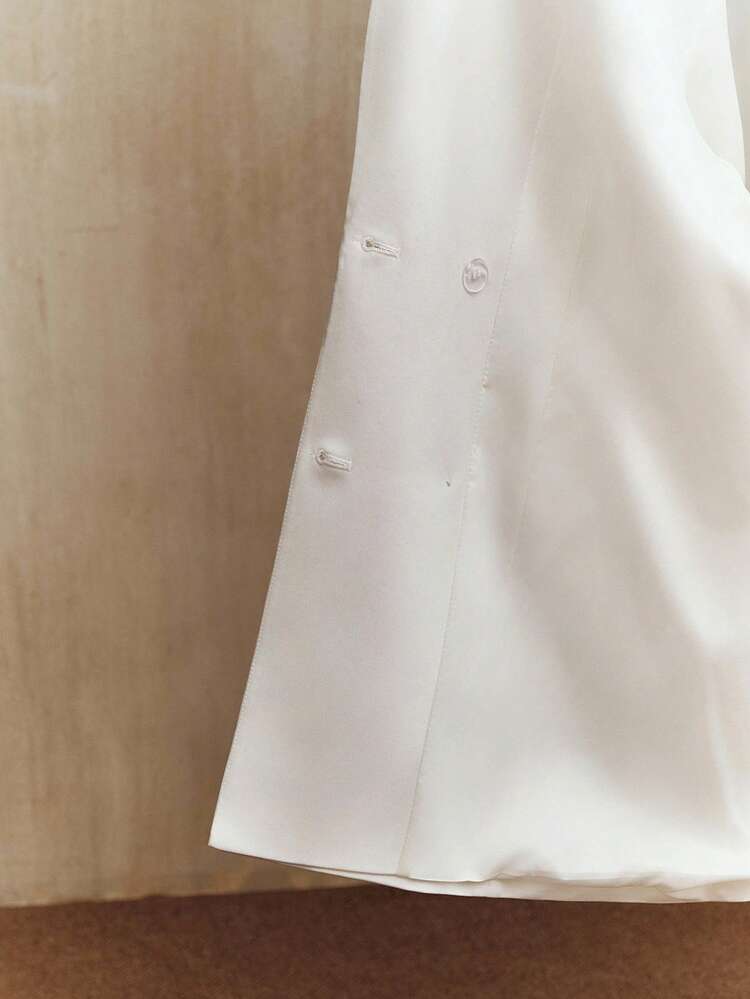 Valentine Plus Size Women's Elegant Luxury Minimalist White Blazer Jacket, Embellished, Slimming, High-End, Suitable For Evening Dress, Formal Occasions