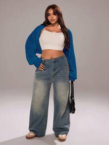 Rustia New Bat Wing Long Sleeve Women Cardigan Sweater Casual - Dusty Blue - View 5