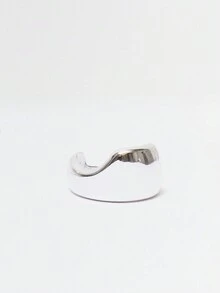 MUSERA Brazalete de plata con forma abstracta - Plateado - Ver 3