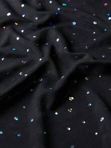 Viva Relle 优雅复古披肩领收腰纯色简约露肩长裙 - 黑色 - 查看 4