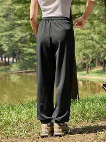 In My Nature 女式字母印花户外运动裤、慢跑裤 - 黑色 - 查看 7