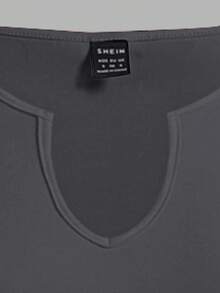 SHEIN EZwear 3 件装女士 V 领收腰荷叶边针织修身长袖 T 恤，初秋 - 深灰色 - 查看 3