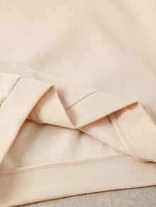 Explorewe Teenager (Boys) English Embossed Crew Neck Pullover Sweatshirt Set, Light Khaki Casual Sweatshirt