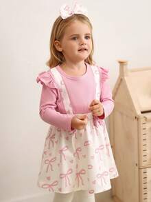 SHEIN Váy xòe xếp ly họa tiết bướm dễ thương cho bé gái - Màu Hồng baby - Xem 6