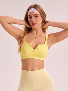 SHEIN Sovereign Charm Áo ngực thể thao nữ màu vàng, áo ngực tập yoga thường ngày cho hoạt động ngoài trời - Màu vàng - Xem 4