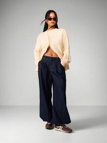 MISSGUIDED Button Front Knit Cardigan Long Sleeve Ribbed Hem Fall Winter Layering Essential - Apricot - View 3