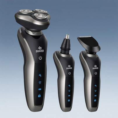 Teckwe Máy cạo râu điện không dây dành cho nam, máy cạo râu điện 3 trong 1, cạo râu/lông mũi/tóc mai, tỉa tóc, bộ dụng cụ du lịch chống nước - Tốc độ Turbo & Lưỡi dao chính xác, quà tặng Halloween