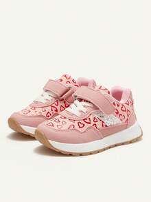 Cozy Pixies 1 Pair Pink & Gold Matching Color Simple Design Comfortable Non-Slip Soft Bottom Casual Sneakers For Baby & Toddler Girls, Spring/Summer - Multicolor - View 4