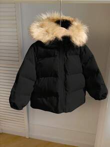 SHEIN Baby/Baby Boy/Girl Padded Coats, Fleece Tops, Thickened Winter Coats, Quilted Coats, Warm & Soft, Comfortable, Versatile, Casual, Suitable For Indoor, Outdoor, Daily Wear, Sports, Play, Party, Photo Shoot, Festival, Halloween, Christmas Baby Winter Jacket Baby Boy Jacket