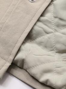 Livesso Chaqueta acolchada para mujer con decoraciones de strass, lentejuelas, cuentas y hebilla de metal, estilo casual suelto para la calle en otoño e invierno