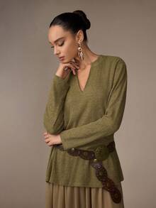 Modelyn Women's Knit Patchwork Chiffon 2 In 1 Vintage Long Dress, Casual Wear For Autumn