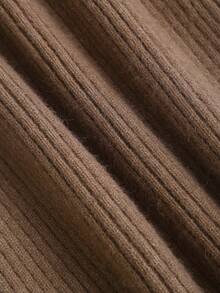 SHEIN Clasi 2件套：栗棕色吊带修身连衣裙和灯笼袖开衫，秋冬通勤装 - 咖啡棕 - 查看 7