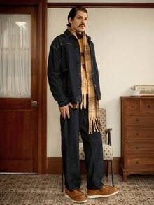 RivetRise Men's Denim Jacket And Loose Fit Jeans Set, Fall Clothes Slim-Fit Washed Black Distressed Jeans For - Dark Wash - View 2