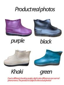 1 Pair New Fashionable Short Tube Rain Boots, Beach Shoes, Casual Shallow Mouth Rain Boots, Low Cut Anti Slip Waterproof Shoes, Suitable For All Seasons