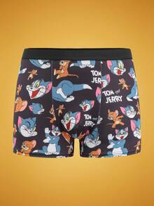 TOM & JERRY X SHEIN 3pcs Men's Cartoon Letter Print Contrast Waist Comfortable Boxer Briefs Cute Boxers Men Boxers Pack Graphic Boxers - Multicolor - View 7