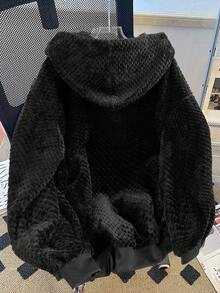 GlowEve CURVE 25件大码优质小众蓬松连帽卫衣，秋冬新品 - 黑色 - 查看 2