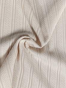 Vionelle Plus Size V-Neck Ruffle Puff Sleeve Long Sleeve Textured Knit Cropped Hem Casual T-Shirt For Women, Apricot - Apricot - View 8