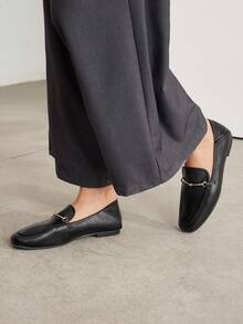 MOTF PREMIUM SQUARE TOE COMFORTABLE WOMEN'S FLAT SHOES, FOR SORCERESS NEW YEAR HOLIDAY, SPRING SHOES SPRING BREAK EASTER FOR CHRISTMAS - Black - View 2