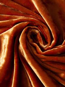 Revavyn Velvet Embossed Fabric Elegant Long V-Neck Button Decor Dress - Coral Orange - View 7