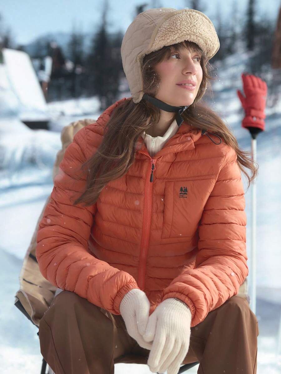 In My Nature Women's Warm Casual Long Sleeve Zip-Up Outdoor Winter Coats - Orange - View 1