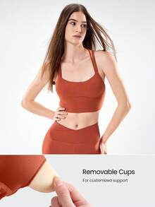 GLOWMODE FeatherFit™ Strappy Sports Bra Low Impact Yoga Pilates Daily - Orange - View 2