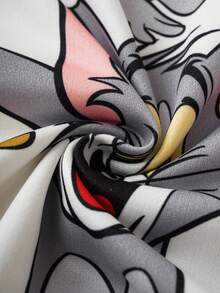 TOM & JERRY X SHEIN 2 件套小男孩卡通全身印花针织宽松圆领套头衫和裤子套装，秋冬