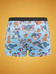 TOM & JERRY X SHEIN 3pcs Men's Cartoon Letter Print Contrast Waist Comfortable Boxer Briefs Cute Boxers Men Boxers Pack Graphic Boxers - Multicolor - View 6