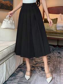 DAZY Falda plisada versátil de línea A para mujer, otoño