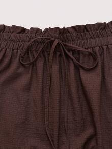 Lacomfia Plus Tie Waist Ruffle Hem Skirt