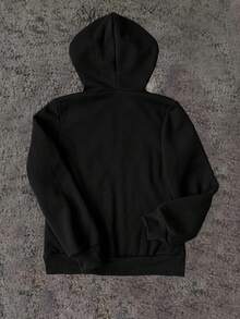 SHEIN Fashionable Casual Hooded Fleece Sweatshirt For Women - Black - View 2