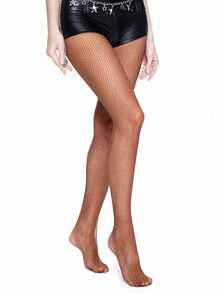 ROMWE Kawaii Solid Fishnet Tights - Brown - View 2