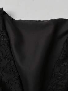 Lyrianda High-End Luxury French Lace Cutout Texture Fabric Dress, New Fashion Elegant V-Neck Flare Sleeve Dress, Formal Party Evening Gown, Birthday Dress For Women - Black - View 4