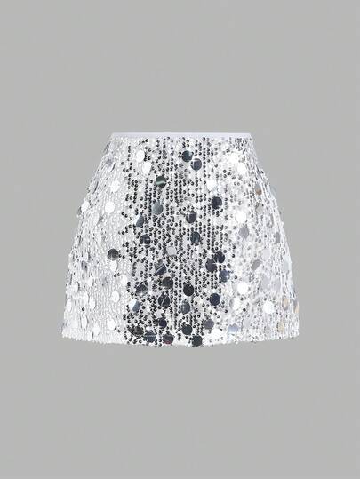 Sweetra Falda-pantalón elegante con lentejuelas multicolor para mujer