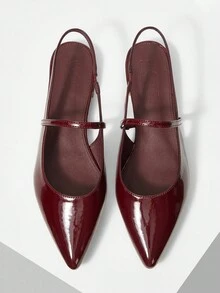 MOTF PREMIUM 女士时尚尖头平底鞋， FALL 勃艮第平底鞋，适合新年假期、情人节