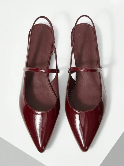 MOTF PREMIUM 女士时尚尖头平底鞋， FALL 勃艮第平底鞋，适合新年假期、情人节