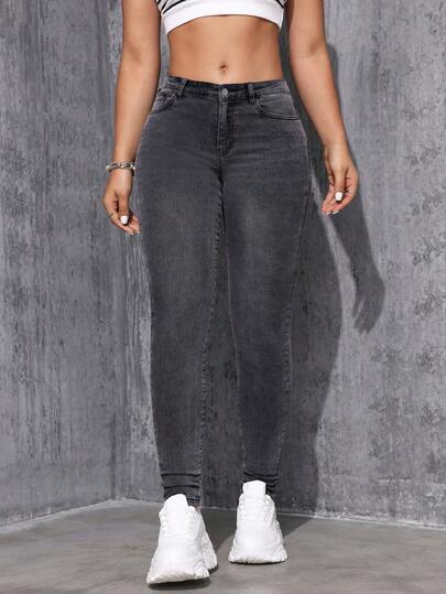 SHEIN ICON 大码女式时尚百搭修身紧身裤