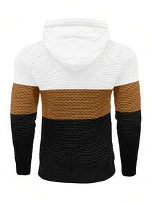 Manfinity Homme Áo len dài tay có mũ trùm đầu, dây rút, họa tiết sọc tương phản dành cho nam - Nhiều màu - Xem 2